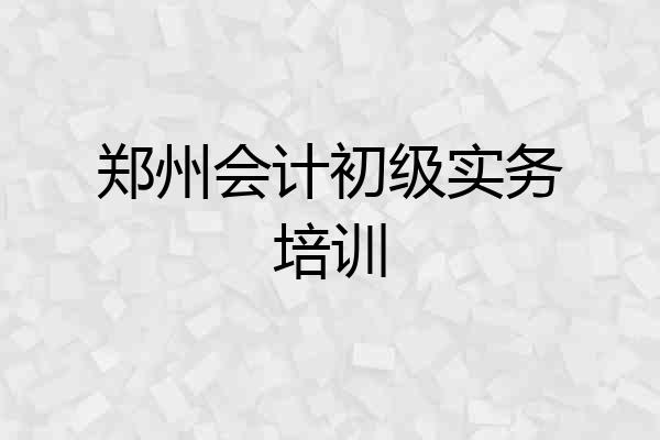 郑州会计初级实务培训