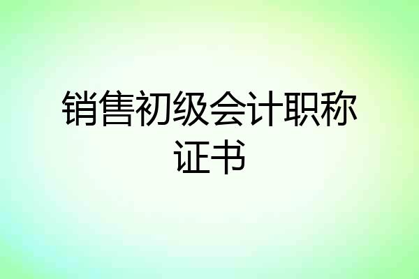销售初级会计职称证书