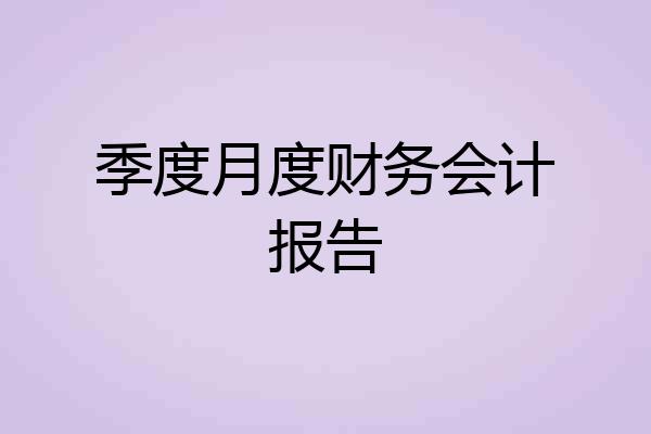 季度月度财务会计报告
