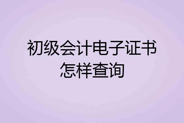 初级会计电子证书怎样查询