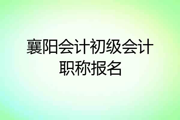 襄阳会计初级会计职称报名