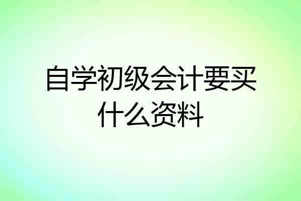 自学初级会计要买什么资料