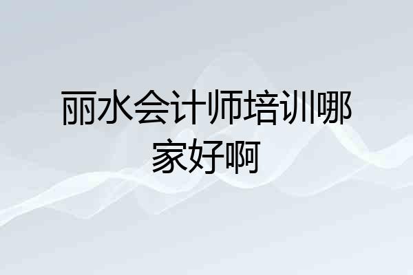 丽水会计师培训哪家好啊