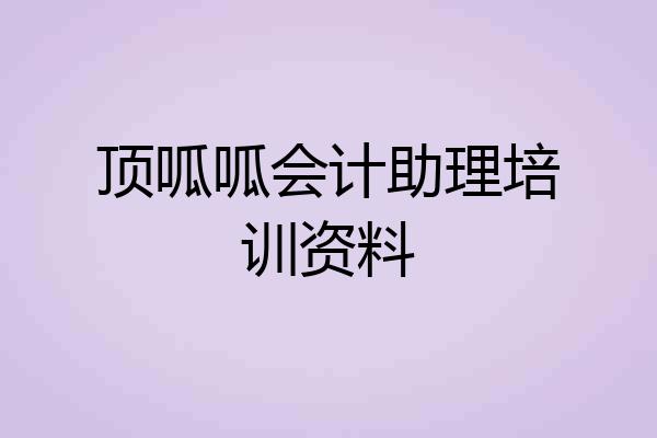 顶呱呱会计助理培训资料