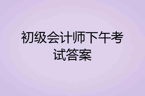 初级会计师下午考试答案