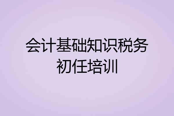 会计基础知识税务初任培训