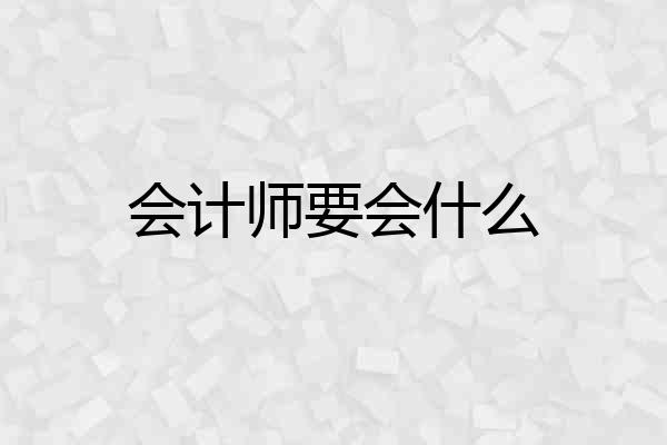会计师要会什么