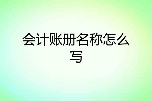 会计账册名称怎么写