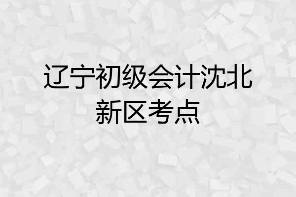 辽宁初级会计沈北新区考点