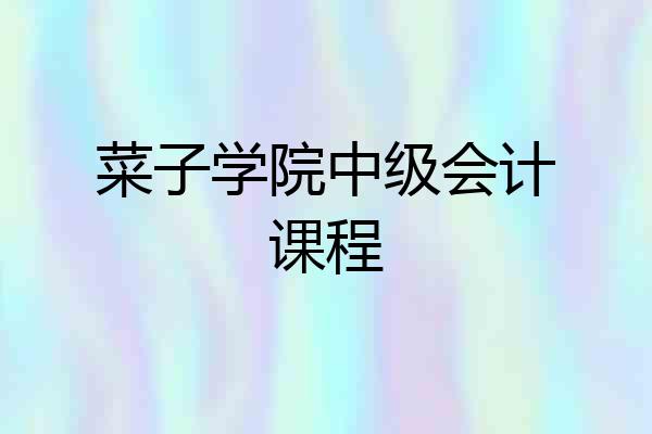 菜子学院中级会计课程