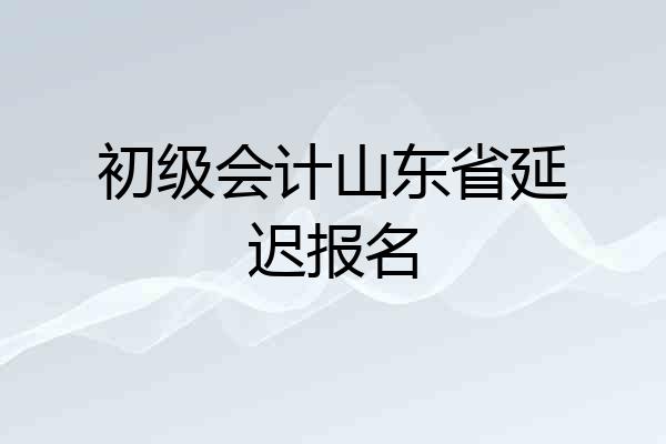 初级会计山东省延迟报名