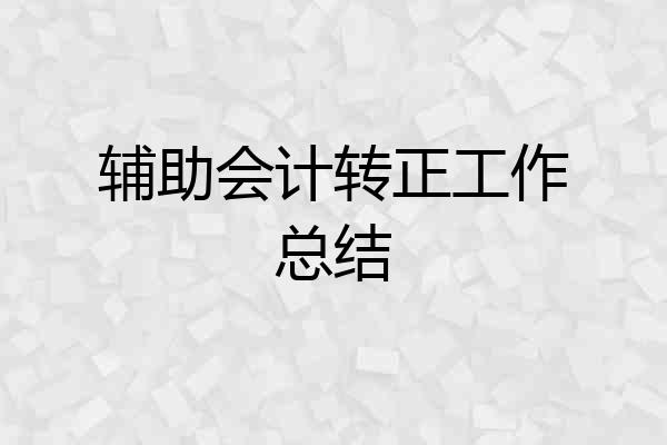 辅助会计转正工作总结