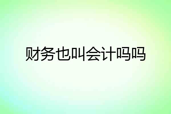 财务也叫会计吗吗