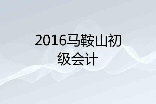 2016马鞍山初级会计