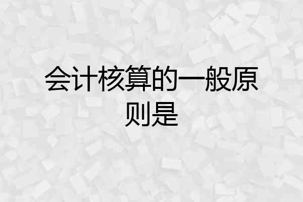 会计核算的一般原则是