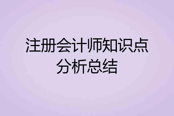 注册会计师知识点分析总结