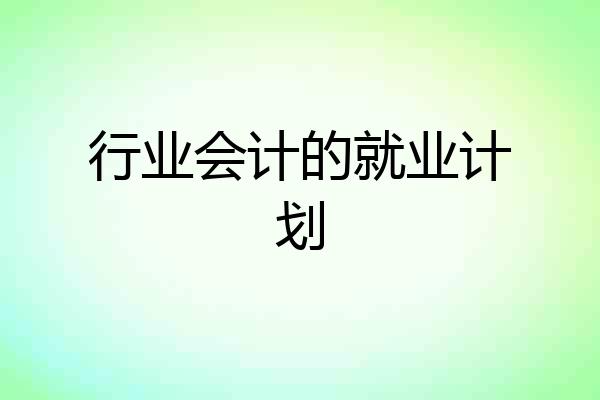 行业会计的就业计划