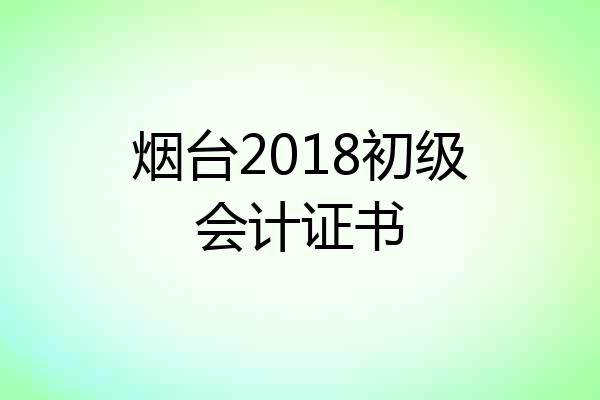 烟台2018初级会计证书