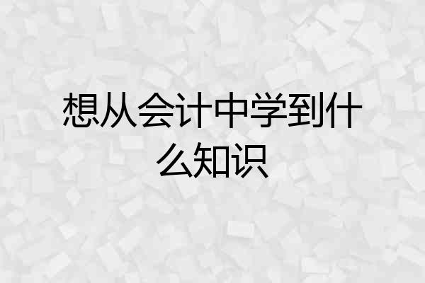 想从会计中学到什么知识