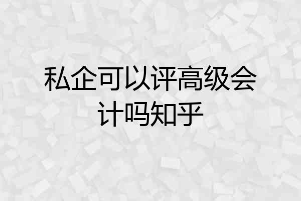 私企可以评高级会计吗知乎