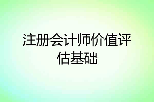 注册会计师价值评估基础