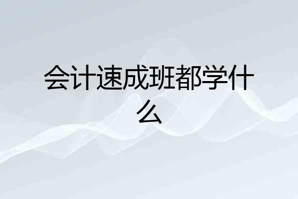 会计速成班都学什么