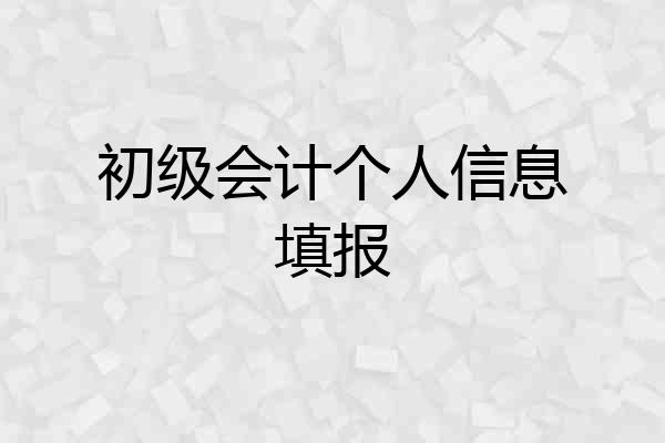 初级会计个人信息填报