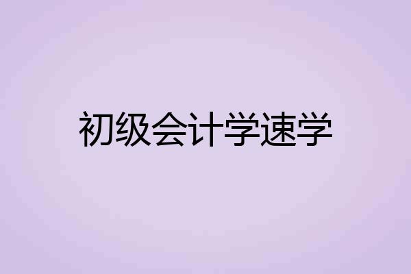 初级会计学速学