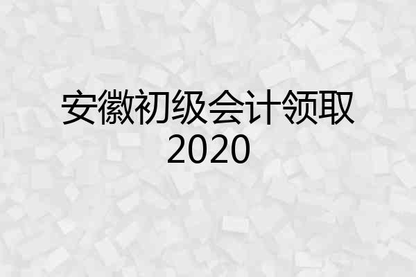 安徽初级会计领取2020
