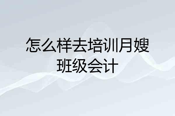 怎么样去培训月嫂班级会计