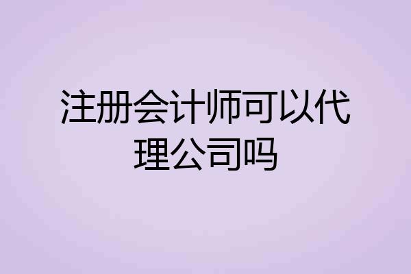 注册会计师可以代理公司吗