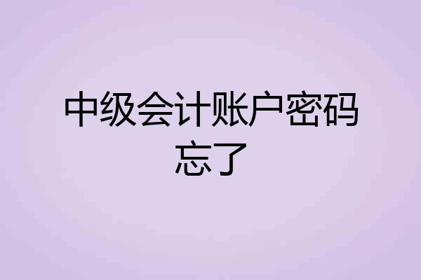 中级会计账户密码忘了