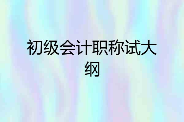 初级会计职称试大纲