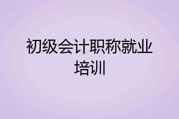 初级会计职称就业培训