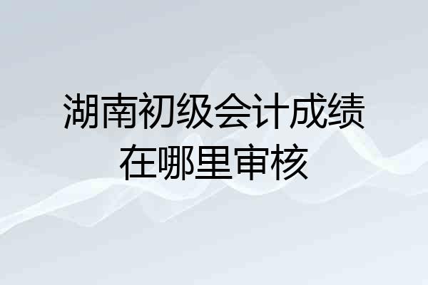 湖南初级会计成绩在哪里审核