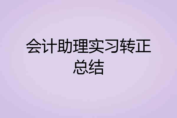 会计助理实习转正总结