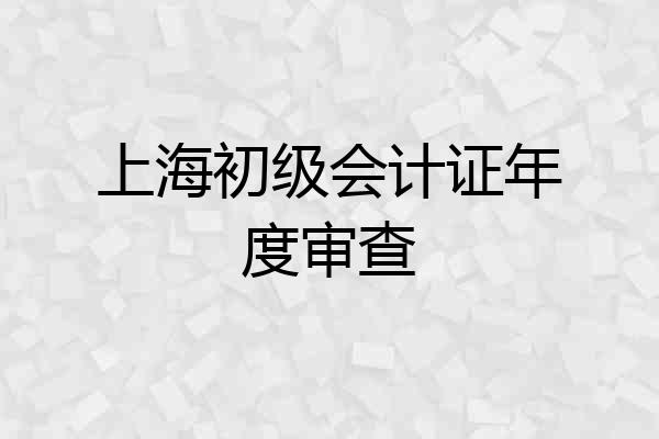 上海初级会计证年度审查