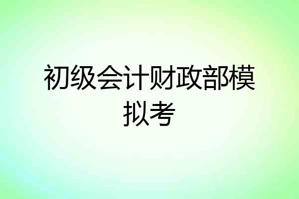 初级会计财政部模拟考