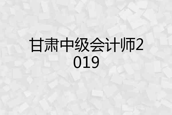 甘肃中级会计师2019