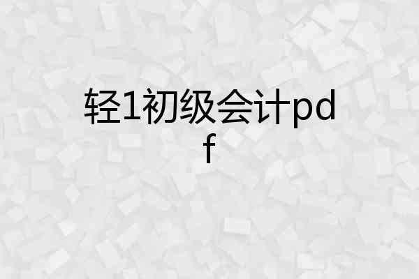 轻1初级会计pdf