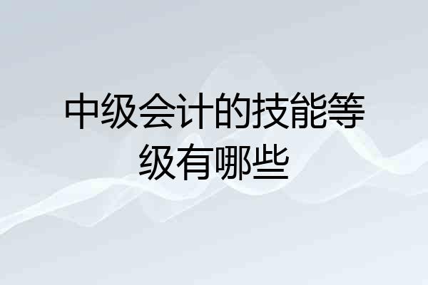 中级会计的技能等级有哪些