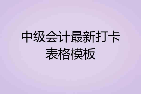 中级会计最新打卡表格模板