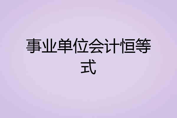 事业单位会计恒等式
