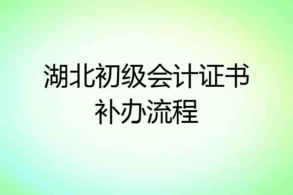 湖北初级会计证书补办流程