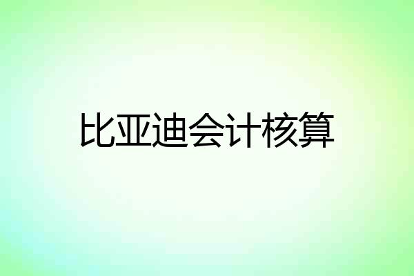 比亚迪会计核算