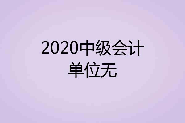 2020中级会计单位无