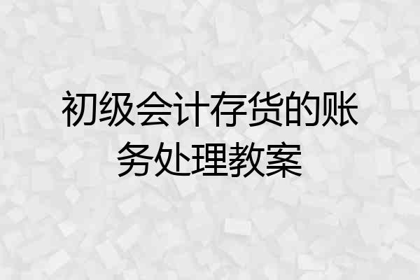 初级会计存货的账务处理教案