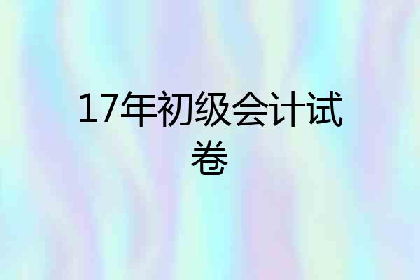17年初级会计试卷