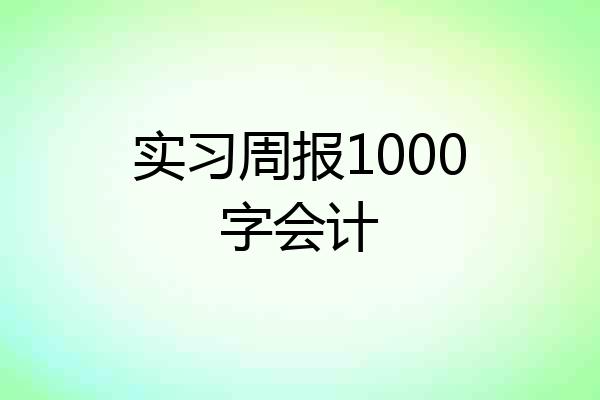 实习周报1000字会计