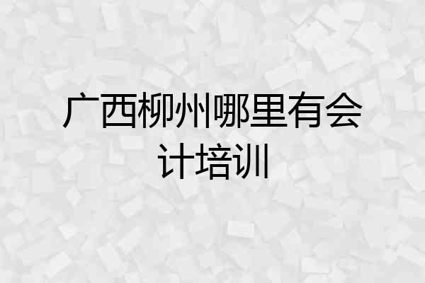 广西柳州哪里有会计培训